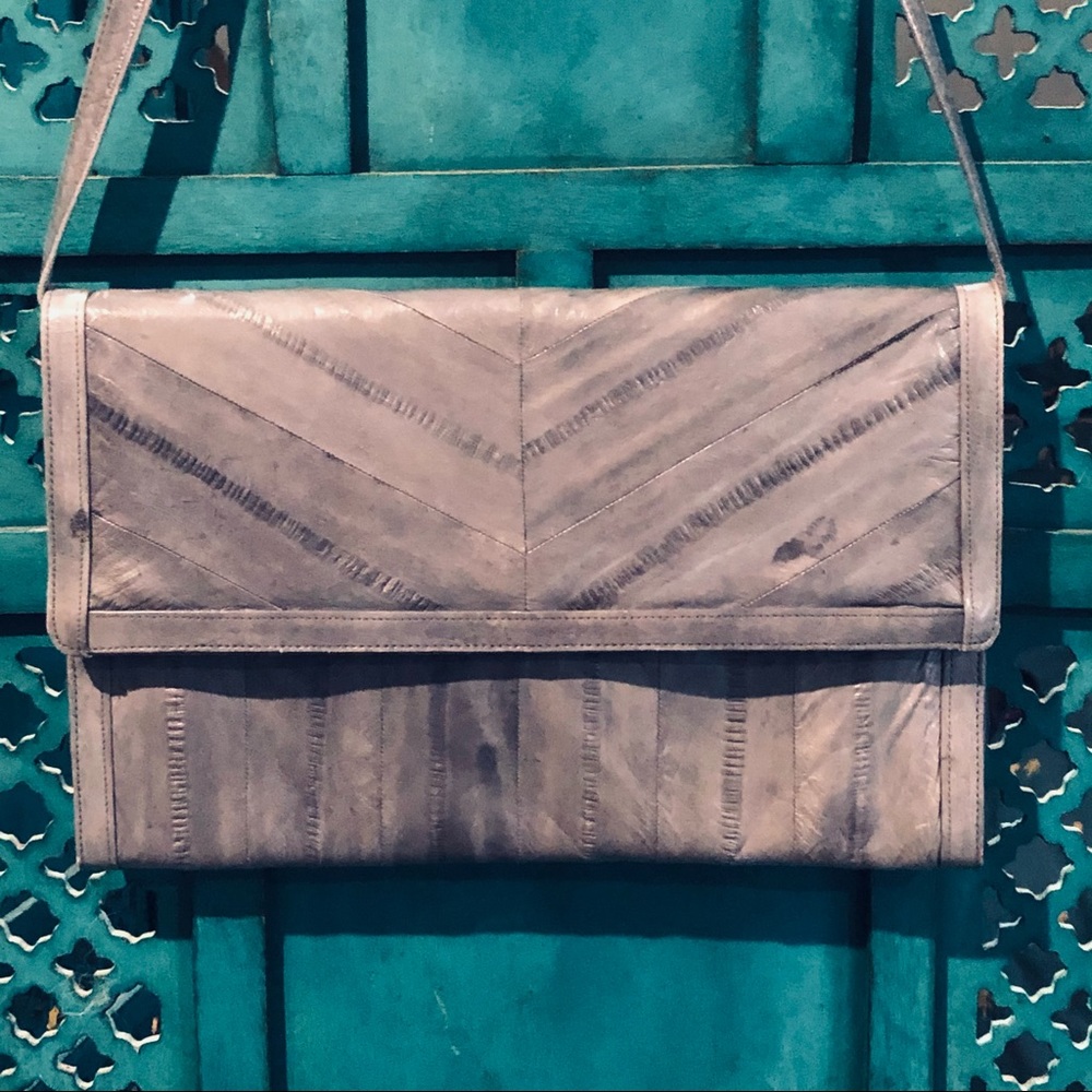 Rare Gray Eel Skin Leather Purse Handmade in Korea